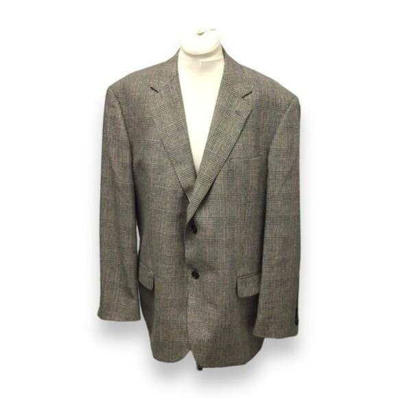 GianFranco Ruffini Mens Houndstooth Silk & Wool Woven Blend Italian Blazer, 46R - Picture 1 of 9
